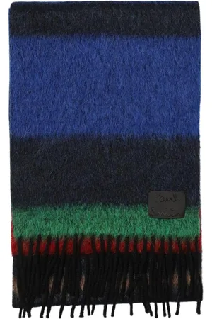 Paul Smith Accessoires, Heren, Veelkleurig, ONE Size, Wol, Blauwe Gestreepte Wollen Sjaal