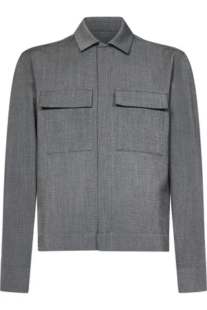 LOW BRAND Jassen, Heren, Grijs, M, Wol, Grijze Wollen Blend Shirtjas