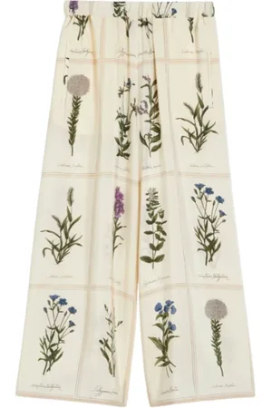 Max Mara Broeken, Dames, Veelkleurig, S, Wijde Pijp Bloemen Zijden Broek