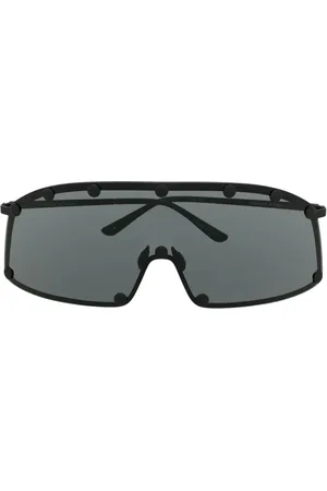 Rick Owens Accessoires, unisex, Zwart, ONE Size, Temple Shield Zonnebril