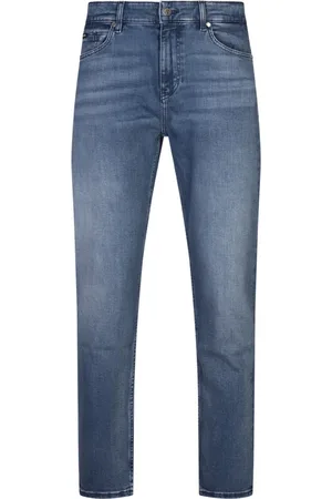 HUGO BOSS Jeans, Heren, Blauw, W32 L32, Denim, Blauwe Denim Straight Fit Jeans