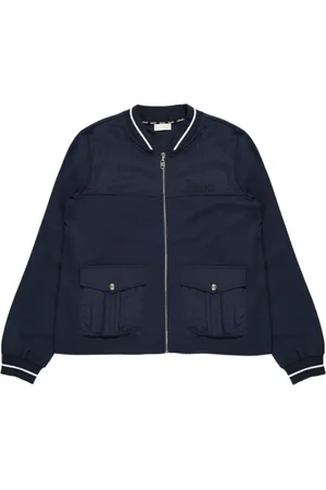 Liu Jo Jassen, Dames, Zwart, S, Blauwe Zip-Up Bomber Style Sweatshirt