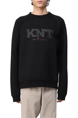 Kiton Sweatshirts & Hoodies, Heren, Zwart, M, Zwarte Logo Sweatshirt voor Mannen