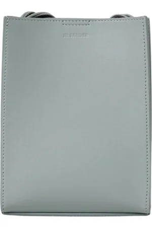 Jil Sander Tassen, Heren, Blauw, ONE Size, Leer, Zwarte Leren Schoudertas
