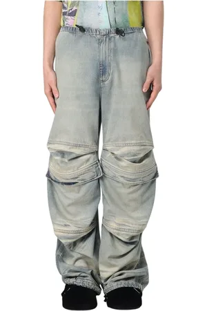 Diesel Jeans, Heren, Blauw, S, Denim, Gelaagde Cargo Denim Jeans