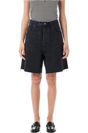 Saint Laurent Korte broeken, Dames, Zwart, W28, Denim, Zwarte Denim Bermuda Shorts High-Waist