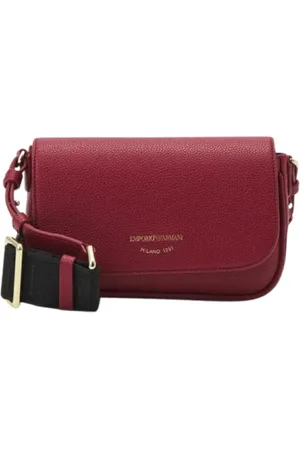 Emporio Armani Tassen, Dames, Rood, ONE Size, Leer, Bordeaux Crossbody Flap Tas