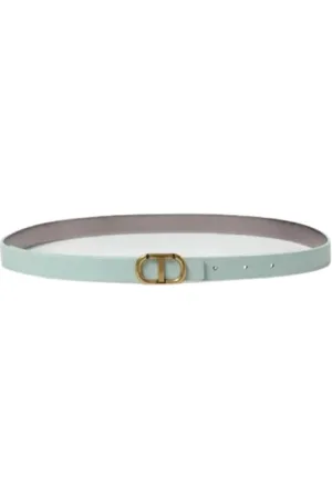 Twin-Set Accessoires, Dames, Blauw, S, Leer, Omkeerbare Oval T Riem
