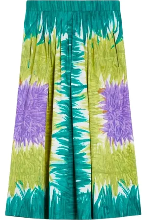 Max Mara Rokken, Dames, Veelkleurig, XS, Katoen, Groene Katoenen Poplin Circeo Rok