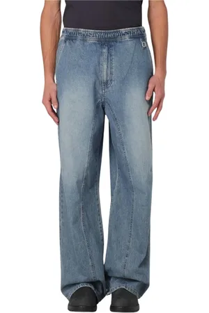 WOOYOUNGMI Jeans, Heren, Blauw, M, Denim, Wijde pijp Jeans met relaxte pasvorm