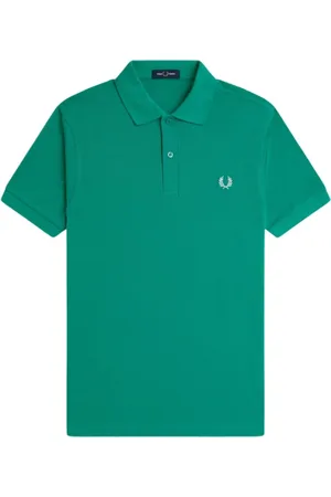 Fred Perry Tops, Heren, Groen, S, Katoen, Logo Polo Shirt Groen Katoen Klassiek