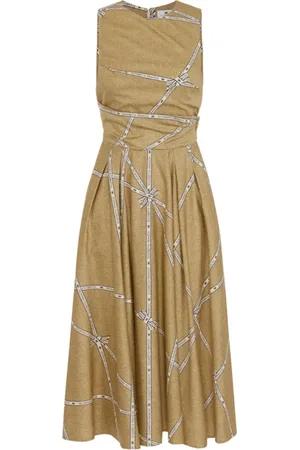 Elisabetta Franchi Kleedjes, Dames, Veelkleurig, L, Katoen, Midi jurk met all-over print