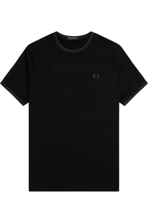 Fred Perry Tops, Heren, Zwart, S, Katoen, Logo Geborduurd Katoenen T-Shirt Zwart