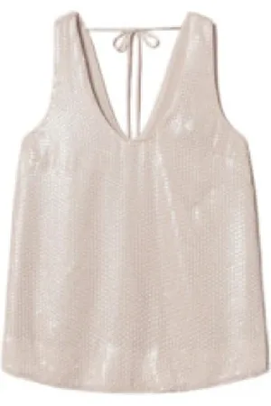 Twin-Set Tops, Dames, , S, Polyester, Pailletgeborduurde Rope Top met Rugstrik