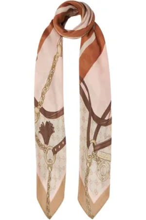 Liu Jo Accessoires, Dames, Veelkleurig, ONE Size, Grafische Print Manhattan Sjaal Beige