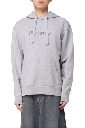 J.W.Anderson Sweatshirts & Hoodies, Heren, Grijs, S, Katoen, Grijze Geborduurde Logo Hoodie