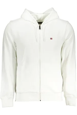 Napapijri Sweatshirts & Hoodies, Heren, Wit, S, Katoen, Wit sweatshirt met capuchon en borduursel