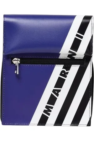 Marni Tassen, Heren, Zwart, ONE Size, Leer, Stijlvolle Zwarte Schoudertas Met Rits