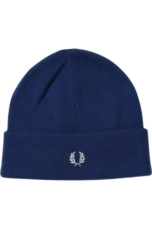 Fred Perry Accessoires, Heren, Blauw, ONE Size, Blauwe Ribgebreide Beanie Muts