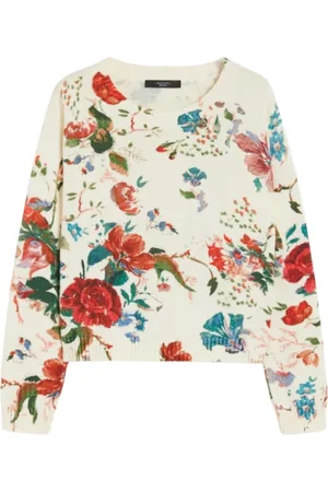 Max Mara Truien, Dames, Veelkleurig, L, Katoen, Bloemige Geknipte Katoenen Top Denis