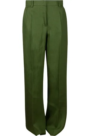 Max Mara Broeken, Dames, Groen, XS, Katoen, Groene Geknipte Textuur Broek