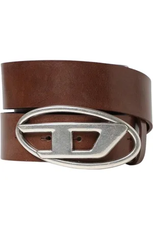Diesel Accessoires, Heren, Bruin, 105 CM, Leer, Bruine Ovale Gesp Leren Riem