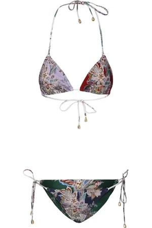 ZIMMERMANN Badkleding, Dames, Veelkleurig, M, Gespleten Mini Tri Bikini