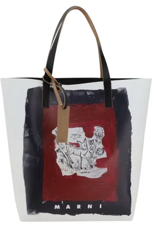 Marni Tassen, Heren, Veelkleurig, ONE Size, Leer, Hertenprint Tote Tas
