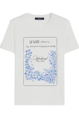 Max Mara Tops, Dames, Wit, S, Katoen, Witte Teiera Katoenen T-shirt met Print
