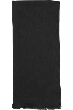 Armani Exchange Accessoires, Heren, Zwart, ONE Size, Wol, Klassiek Zwart Logo Sjaal Franje Rand