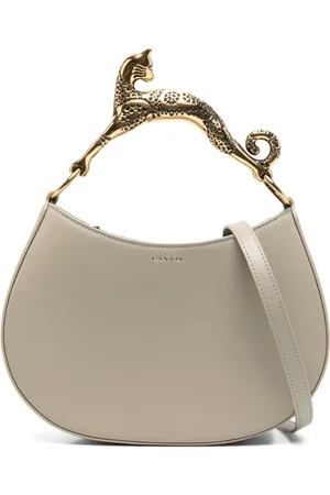 Lanvin Tassen, Dames, Grijs, ONE Size, Leer, Witte Leren Handtas Chic Stijl