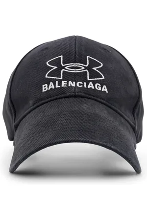 Balenciaga Accessoires, Heren, Zwart, L, Katoen, Geborduurde katoenen hoed met rugzak