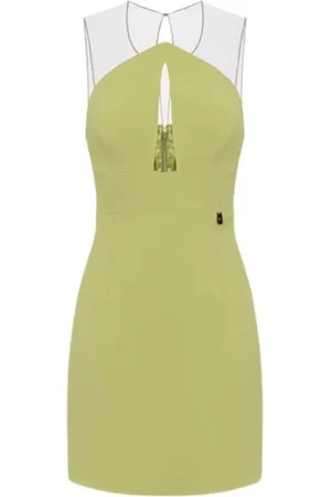 Elisabetta Franchi Kleedjes, Dames, Groen, L, Polyester, Pistache Druppelhals Jurk