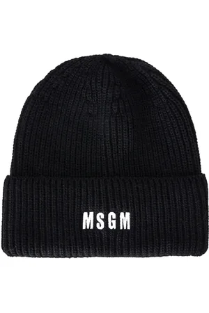 Msgm Accessoires, Heren, Zwart, ONE Size, Wol, Zwarte Impact Beanie van wolmix