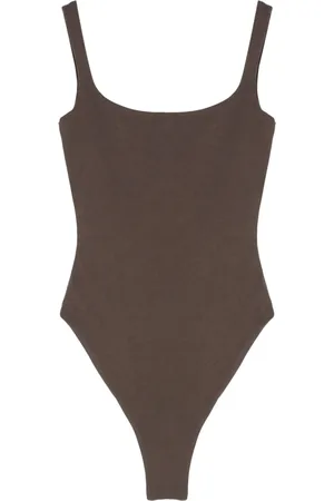 Entire Studios Tops, Dames, Bruin, M, Katoen, Vierkante hals bodysuit katoen spandex