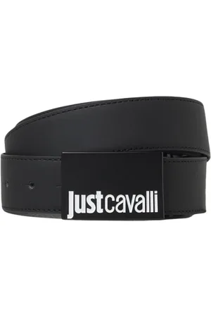 Roberto Cavalli Accessoires, Heren, Zwart, 95 CM, Premium Logo Gesp Leren Riem