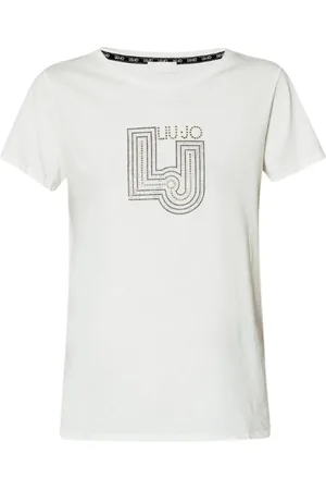 Liu Jo Tops, Dames, Wit, L, Katoen, Wit Katoenen T-shirt met Applicaties