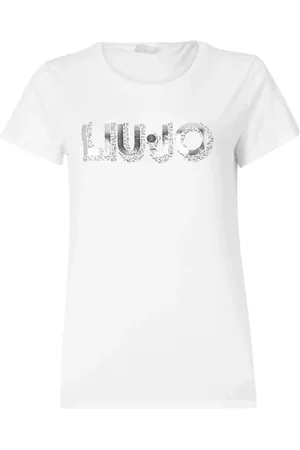 Liu Jo Tops, Dames, Wit, M, Katoen, Wit Katoenen T-shirt met Strass