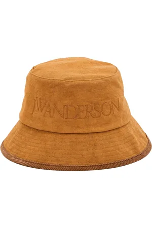 J.W.Anderson Accessoires, Heren, Bruin, S, Katoen, Geborduurde katoenen emmerhoed
