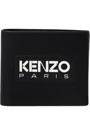 Kenzo Accessoires, Heren, Zwart, ONE Size, Zwarte Leren Portemonnee Heren Stijlvol