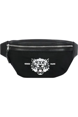 Kenzo Tassen, Heren, Zwart, ONE Size, Nylon, Tijgerhoofd Riemtas Mannen Zwart