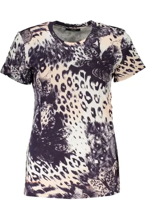 Roberto Cavalli Tops, Dames, Veelkleurig, M, Gedrukt T-shirt met korte mouwen