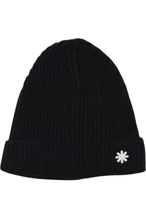 Manuel Ritz Accessoires, Heren, Blauw, ONE Size, Wol, Blauwe Geribbelde Gebreide Muts met Bloem
