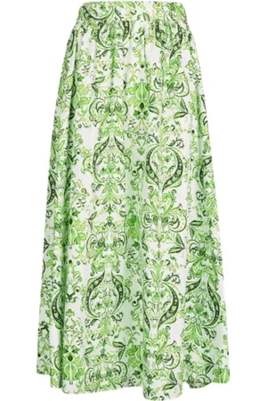 Liu Jo Rokken, Dames, Groen, S, Katoen, Paisley Print Katoenen Lange Rok