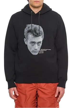 SACAI Sweatshirts & Hoodies, Heren, Zwart, S, Katoen, Moderne Grafische Hoodie