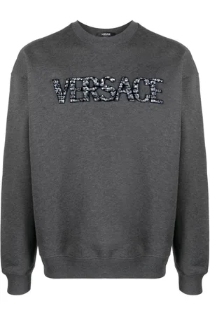 VERSACE Sweatshirts & Hoodies, Heren, Grijs, S, Geborduurde Sweatshirt
