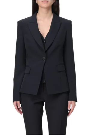 Liu Jo Jassen, Dames, Zwart, XS, Polyester, Klassieke Zwarte Jas met Revers