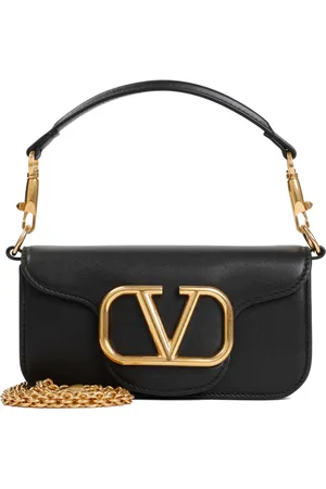 VALENTINO GARAVANI Tassen, Dames, Zwart, ONE Size, Leer, Zwarte Schoudertas met Gouden Hardware