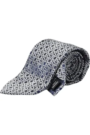 Michael Kors Accessoires, Heren, Blauw, ONE Size, Blauw Geometrisch Patroon Zijden Stropdas