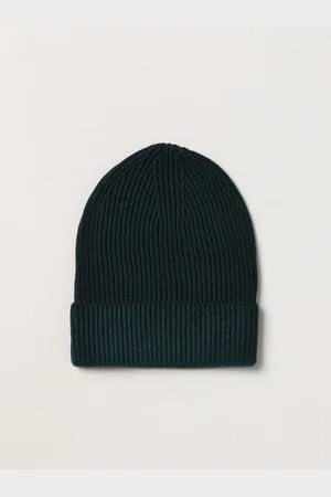 ALTEA Accessoires, Heren, Groen, ONE Size, Wol, Groene Geribbelde Wollen Beanie Muts